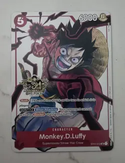 One Piece TCG Monkey D. Luffy 3rd Anniversary Promo Alt Art ST01-012 - Image 1