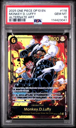 PSA One Piece English OP10-118 MONKEY D LUFFY Alt Art GEM MINT - Image 1
