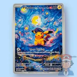 Pokemon Pikachu Starry Night Van Gogh Beautiful Moon ACG Star Collectible Card N - Image 1