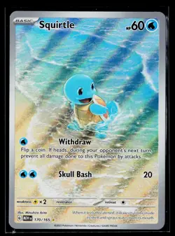 Pokemon Squirtle 170/165 Scarlet & Violet 151 Illustration Rare Holo Card - Image 1
