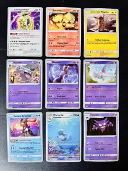 Pokemon 9 Card Lot Radiant Greninja Shining Arceus Mewtwo Pikachu Haunter MINT+ - Image 1