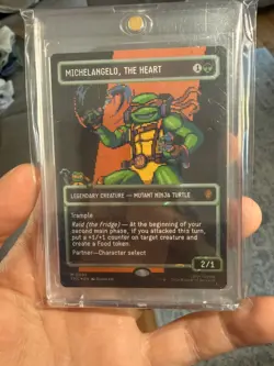 Michelangelo, The Heart (0092) (Borderless) (Pixel Surge Foil) TMNT Magic MTG - Image 1