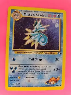 Misty's Seadra Gym Holo Pokemon Card Base WOTC - Image 1
