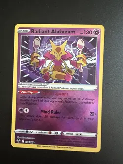 Radiant Alakazam 059/195 Silver Tempest Radiant Rare Holo Pokemon Card NM-M - Image 1