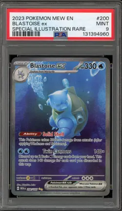 Pokemon Blastoise ex 151 MEW EN Special Illustration Rare #200 PSA 9 Mint - Image 1