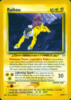 RAIKOU 22/64 RARE NEO REVELATION POKEMON UNLIMITED MP - Image 1