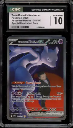 Pokemon Team Rocket's Mewtwo ex Ascended Heroes SIR #281 CGC 10 Gem Mint - Image 1