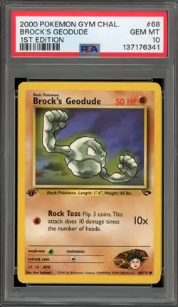 Pokemon Brock's Geodude Gym Challenge 1st Edition #68 PSA 10 Gem Mint - Image 1