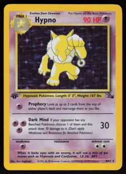Hypno 8/62 Rare Fossil Holo 1st Edition Holo Pokemon - Image 1