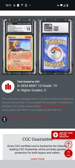 (Pop 15) Pokemon Smoochum 64/101 Stamped Holo Dragon Frontiers CGC 10 GEM MINT - Image 4