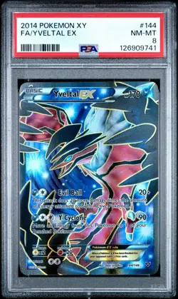 Pokemon XY Base Set Yveltal EX Full Art #144 - PSA 8 - Image 1