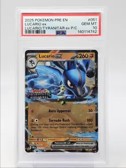 LUCARIO EX 2025 POKEMON PRISMATIC EVOLUTIONS STAMP BOX D 051/131 PSA 10 Q5677 - Image 1