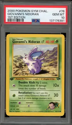 Pokemon Giovanni's Nidoran (Male) Gym Challenge 1st Edition #76 PSA 10 Gem Mint - Image 1