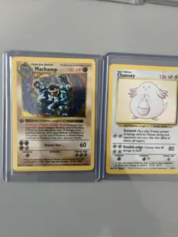 Pokemon TCG Machamp 1st Edition Shadowless 008/102 100 HP Holo & Chansey Holo - Image 1