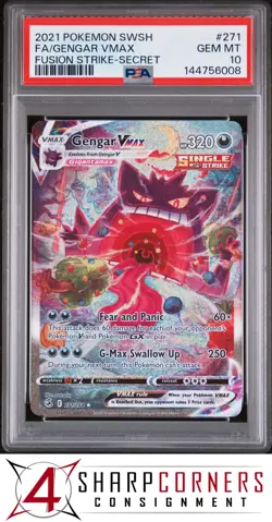 2021 POKEMON SWORD & SHIELD FUSION STRIKE SECRET #271 FA/ GENGAR VMAX PSA 10 - Image 1