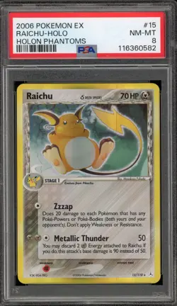 Pokemon Raichu EX Holon Phantoms Holo Rare #15 PSA 8 - Image 1