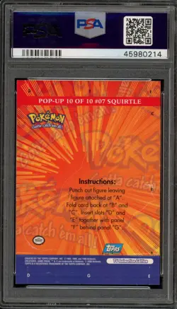 Pokemon Topps Squirtle Animation Series 3 Pop-Up #10 PSA 10 Gem Mint - Image 2