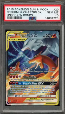 Pokemon Reshiram & Charizard GX Unbroken Bonds Holo Ultra Rare #20 PSA 10 - Image 1