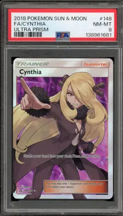 Pokemon Cynthia Ultra Prism Full Art #148 PSA 8 - Image 1