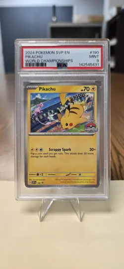 PSA 9 Pikachu 190 SVP World Championships Promo 2024 Pokemon Mint - Image 1