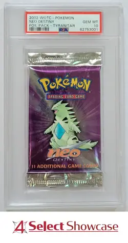 2002 POKEMON NEO DESTINY TYRANITAR FOIL PACK POP 5 PSA 10 - Image 1