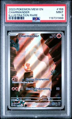 2023 POKEMON MEW EN-151 | ILLUSTRATION RARE #168 CHARMANDER PSA 9 - Image 1