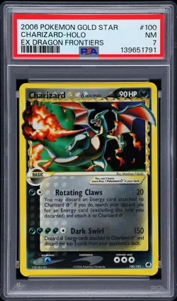 2006 POKEMON EX DRAGON FRONTIERS GOLD STAR #100 CHARIZARD-HOLO PSA 7 - Image 1