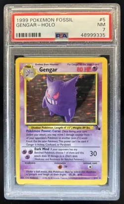 1999 Pokemon Fossil Gengar #5/62 PSA 7 - Image 1