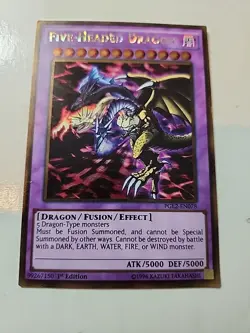 Yugioh Five-Headed Dragon PGL2-EN078 1st Edition Gold Rare Holo - NM - Image 1