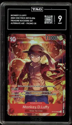 One Piece CCG Monkey.D.Luffy Treasure Booster Alternate Art ST10-006 TAG 9 Mint - Image 1