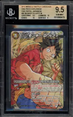 One Piece Miracle Battle Carddass Monkey.D.Luffy Fire Pistol JPN #82 BGS 9.5 - Image 1