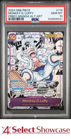 2024 ONE PIECE PRB01 MANGA ALTERNATE ART #119 MONKEY D. LUFFY 4SC ELITE PSA 10 - Image 1