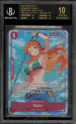 One Piece CCG Nami Alt Art Wave 2 "Beta" OP01-016 BGS 10 BLACK LABEL - Image 1