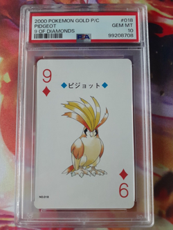 Pokemon Gold Ho-oh Back Pidgeot 9 of Diamonds Poker Deck Playing Card PSA 10 - Image 1