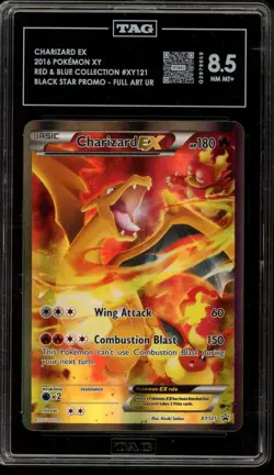 Pokemon Charizard EX Red & Blue Coll. Black Star Full Art Promo XY121 TAG 8.5 - Image 1