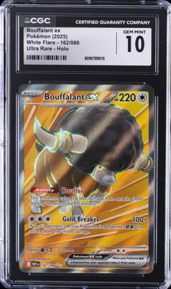 2025 POKEMON WHITE FLARE ULTRA RARE #162 BOUFFALANT EX CGC 10 GEM MINT - Image 1