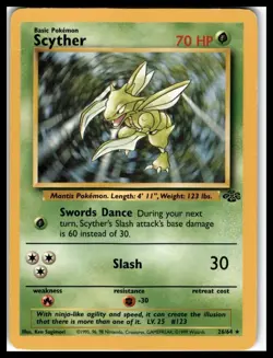 Scyther Pokemon 26/64 Jungle Unlimited Non-Holo Rare 1999 WOTC Pokemon MP - Image 1