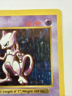 Pokemon Mewtwo Base Set Shadowless Holo Rare 60 HP 010/102 English Card - Image 3