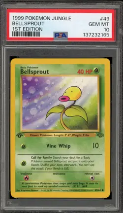Pokemon Bellsprout Jungle 1st Edition #49 PSA 10 Gem Mint - Image 1