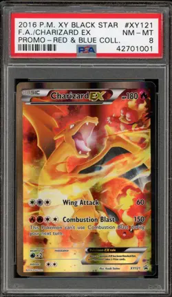 Pokemon Charizard EX Red & Blue Coll. Black Star Full Art Promo XY121 PSA 8 - Image 1