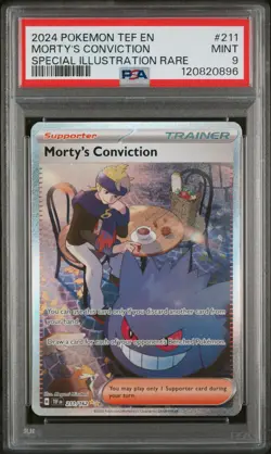 2024 POKEMON TEF EN-TEMPORAL FORCES #211 MORTY'S CONVICTION PSA 9 - Image 1