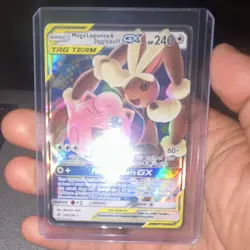 Pokemon TCG Mega Lopunny & Jigglypuff GX 165/236 SM Cosmic Eclipse Holo Rare HP… - Image 1