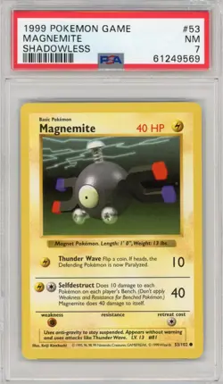 1999 Pokemon Shadowless Magnemite #53 PSA 7 Partial Set Break - Image 1
