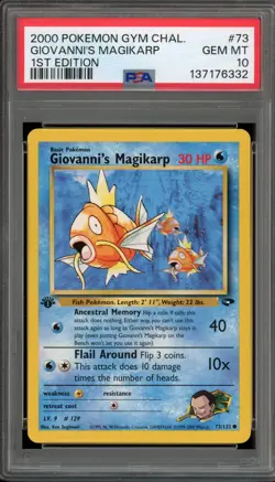 Pokemon Giovanni's Magikarp Gym Challenge 1st Edition #73 PSA 10 Gem Mint - Image 1