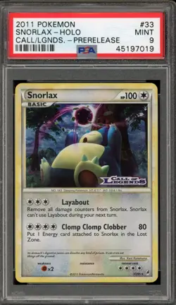 Pokemon Snorlax Call of Legends Prerelease Holo Rare #33 PSA 9 Mint - Image 1