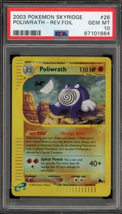 Pokemon Poliwrath Skyridge Reverse Holo Rare #26 PSA 10 Gem Mint - Image 1