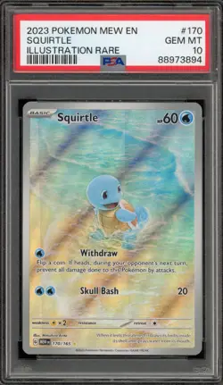 Pokemon Squirtle 151 MEW EN Illustration Rare #170 PSA 10 Gem Mint - Image 1