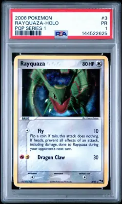 2006 Pokemon POP Series 1 Rayquaza 3/17 Holo PSA 1 PR Pokemon - Image 2