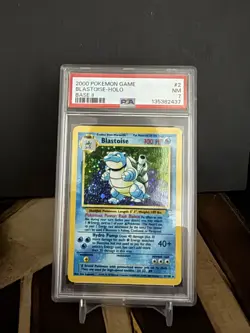 Pokemon TCG Blastoise PSA 7 Base Set 2 w/ Swirl Holo Rare 2/130 - Image 1
