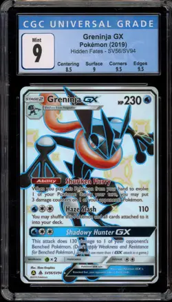 Pokemon Greninja GX Hidden Fates Full Art #SV56 CGC 9 Mint - Image 1
